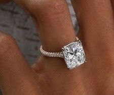 5.25ct Cushion Cut CZ Vintage Engagement Wedding Ring 925 Sterling Silver