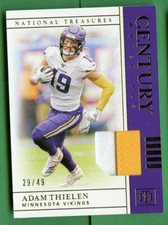 ADAM THIELEN 2019 NATIONAL TREASURES PRIME CENTURY MATERIALS RELIC /49 VIKINGS