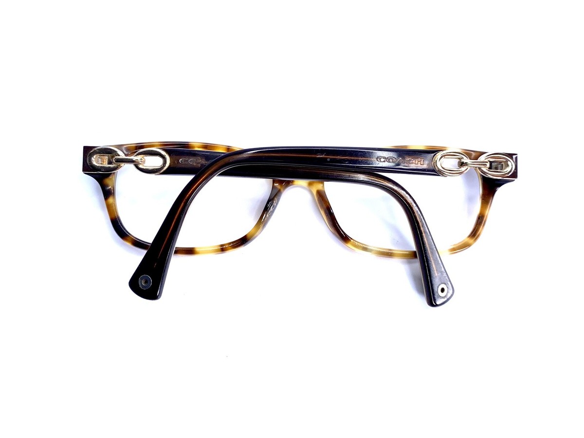 Coach Tortoise Wayfarer Eyeglasses W Chain Logo Interior Temple