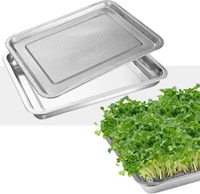 Square Stainless Steel Seed Sprouting Tray Kit for Microgreens and Sprouts
