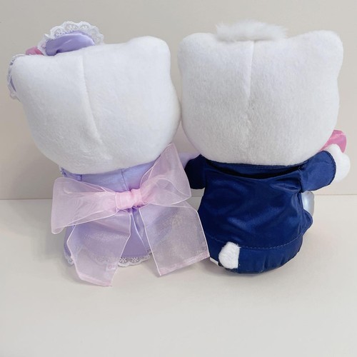 Sanrio Japan Hello Kitty Daniel Wedding Doll Plush 2 Set Black Tie Purple Dress - Picture 2 of 3