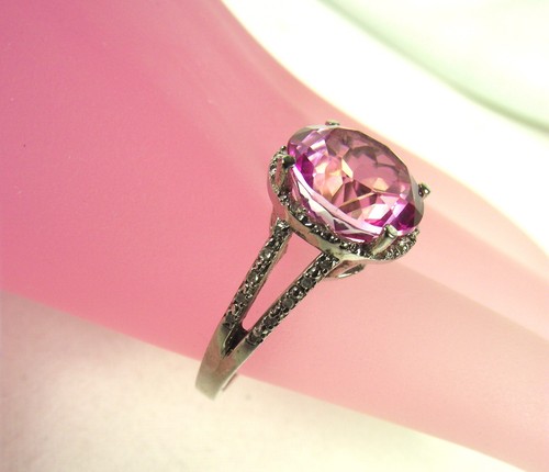 5.5ct pink Topaz with .17ct diamond accents in sterling silver - 第 1/3 張圖片