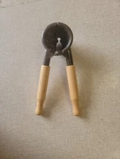 Vtg Heavy Duty Nut Cracker Hand Held Cone Pliers Pecans Walnuts Wood Handle