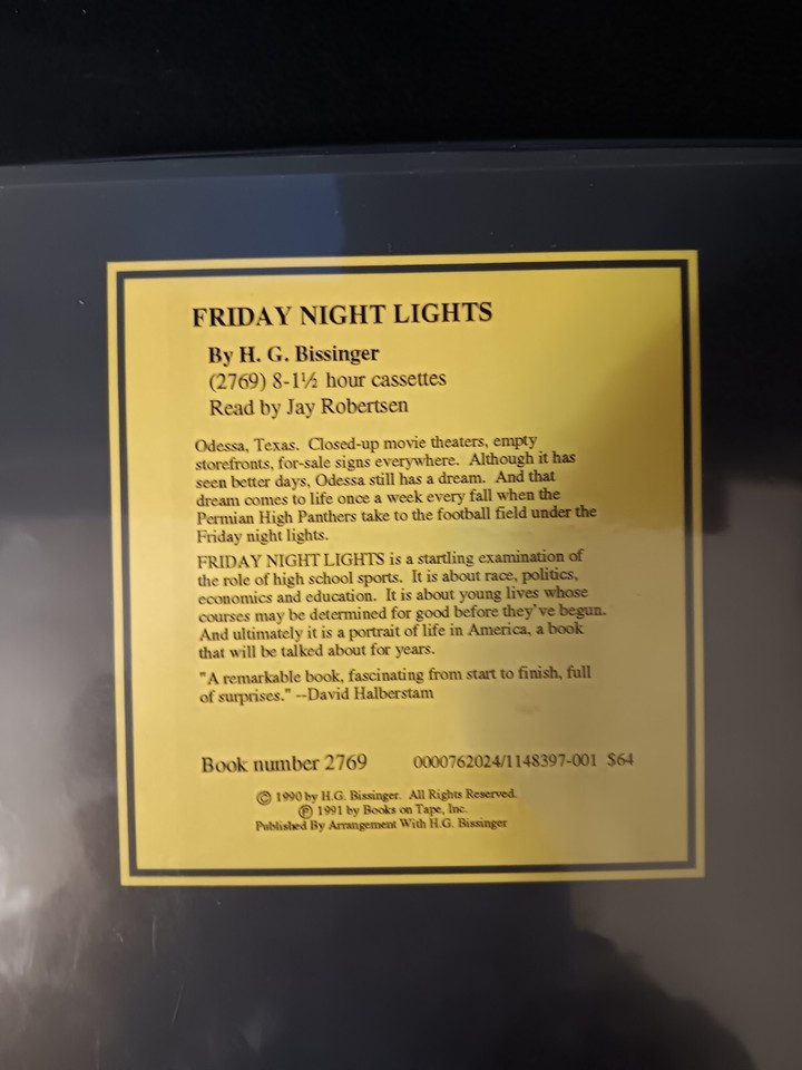 Books On Tape Friday Night Lights Audiobook 8 Cassettes Special Library