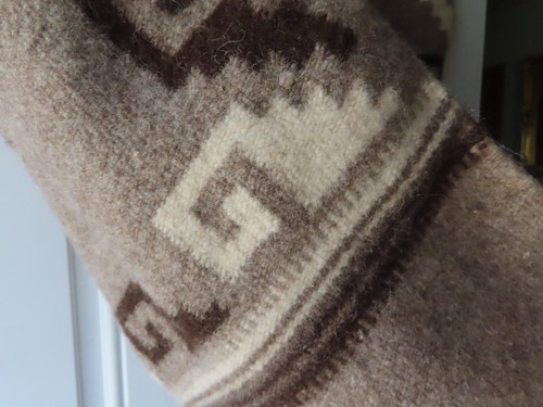 Vintage Southwest Indian Horse Serape Blanket Woven Wool Poncho 75X29 Fringe - Picture 9 of 15