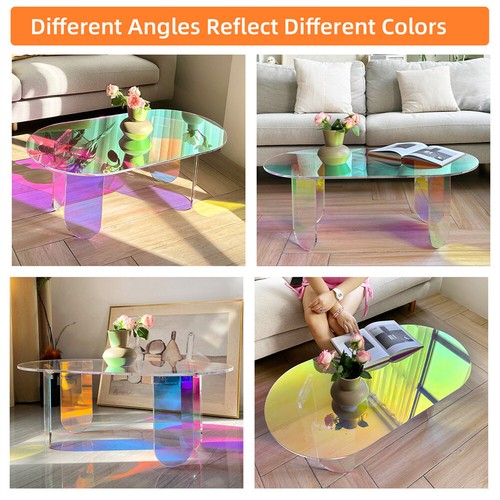 FATIVO Iridescent Acrylic Coffee Table Sofa Couch Art Side Table with Stable Leg - Picture 12 of 12