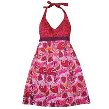 Athleta Pack Everywhere Halter Dress Women 2 Pink Paisley Sundress Beachy Active