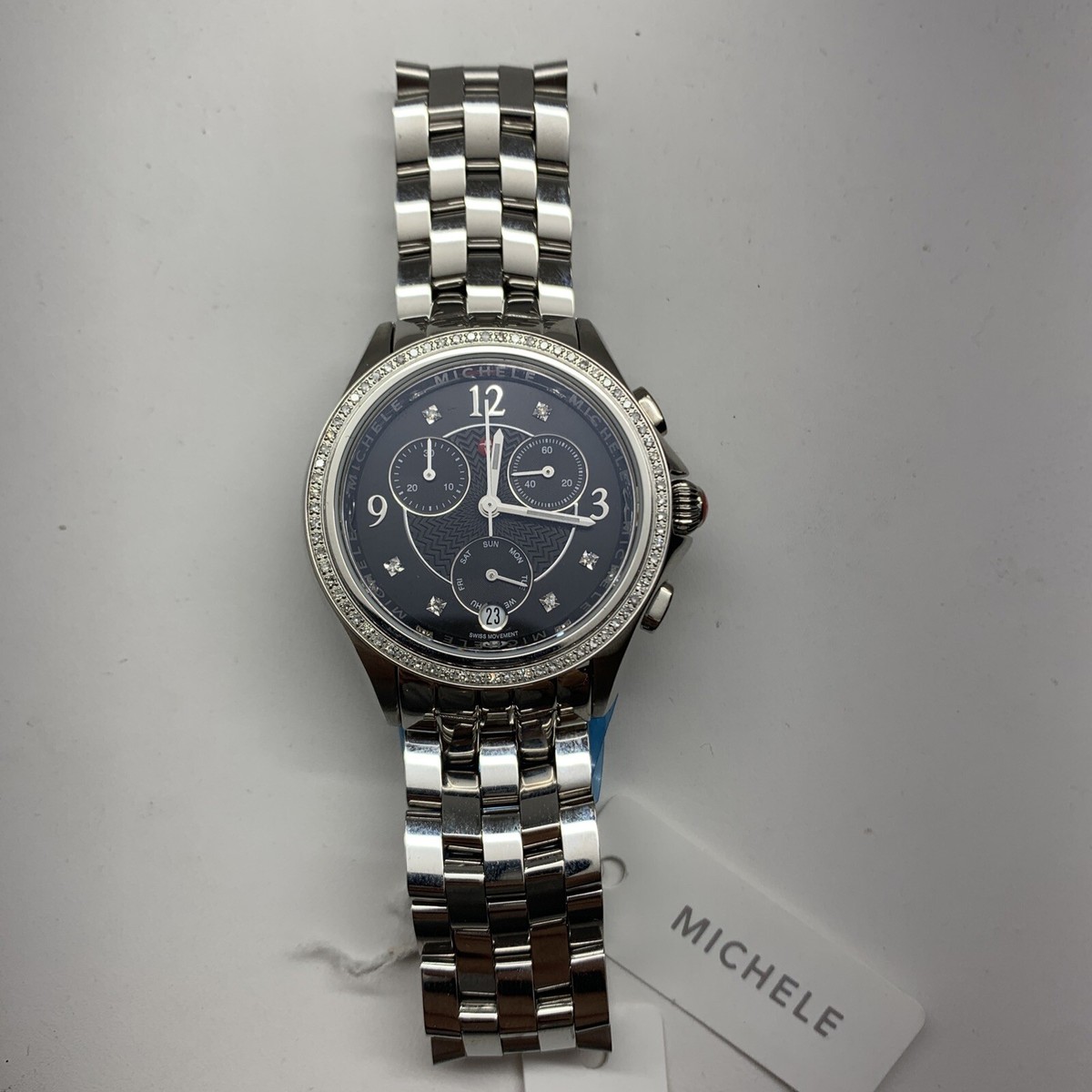 Michele Belmore Chrono Black Dial Diamond Watch Belmore Chronograph Michele Belmore Sale Michele Belmore  main image 2