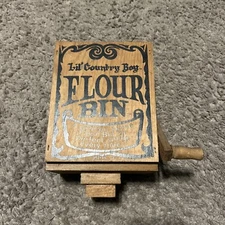Vintage Wood Lil Country Boy Flour Bin 1982 Vintage Wood Kitchen Decor! QUALITY