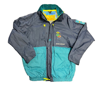 Vintage Helly Hansen Jacket Teal and Nave Blue Adult Size XL