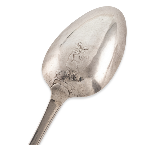 2 EARLY RARE ABRAHAM DUBOIS AMERICAN COIN SILVER BIRDBACK PLATTER SPOONS 1790S - Picture 4 of 5