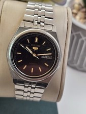 Seiko 5 7009 3070 Automatic Watch Black Dial Day Date 