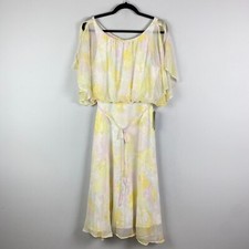 ModCloth Flutter of Flattery Midi Yellow Pink Floral Dress Size Small