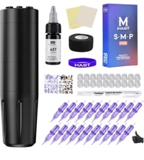 MAST X8 Tattoo Pen Kit Pro Artists Machine Wireless Rotary Gun, 3.5mm Stroke PMU