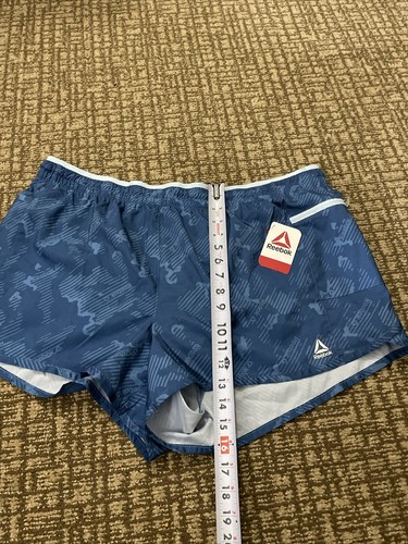 NWT Reebok Renew Shorts Women’s XXL Spell Out Logo Pull On Relaxed Ladies Blue - Picture 3 of 10