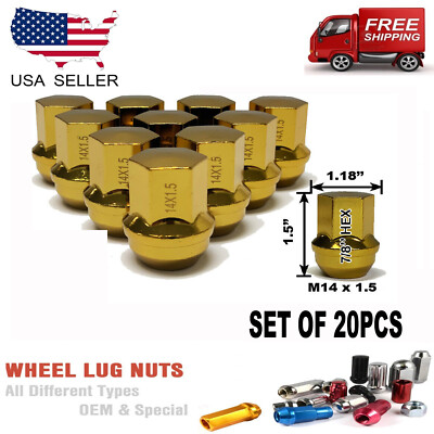 20PC GOLD SATURN OUTLOOK 2007-2009 OEM 14X1.5 LUG NUTS [FITS:SATURN]