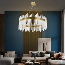 Modern Crystal Chandelier Light Fixture Gold Crystal LED Chandelier Pendent Lamp
