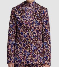 $890 La Doublej Women's Blue Multi 24/7 Single-breasted Blazer Jacket Size S