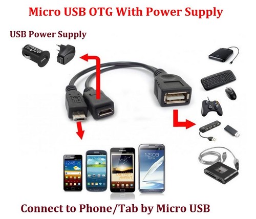 Micro USB Male Female to USB OTG Lead For Samsung Galaxy J3 J5 J7 2017 +Power AU - Picture 2 of 5