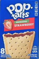 Kellogg's Pop Tarts UNFROSTED STRAWBERRY Toaster Pastries 8 Count 13.5 oz Box