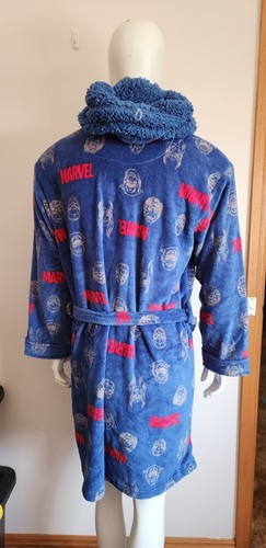 Marvel Comics Mens Blue Printed Fleece Dressing Gown Robe Size M New - Picture 5 of 6