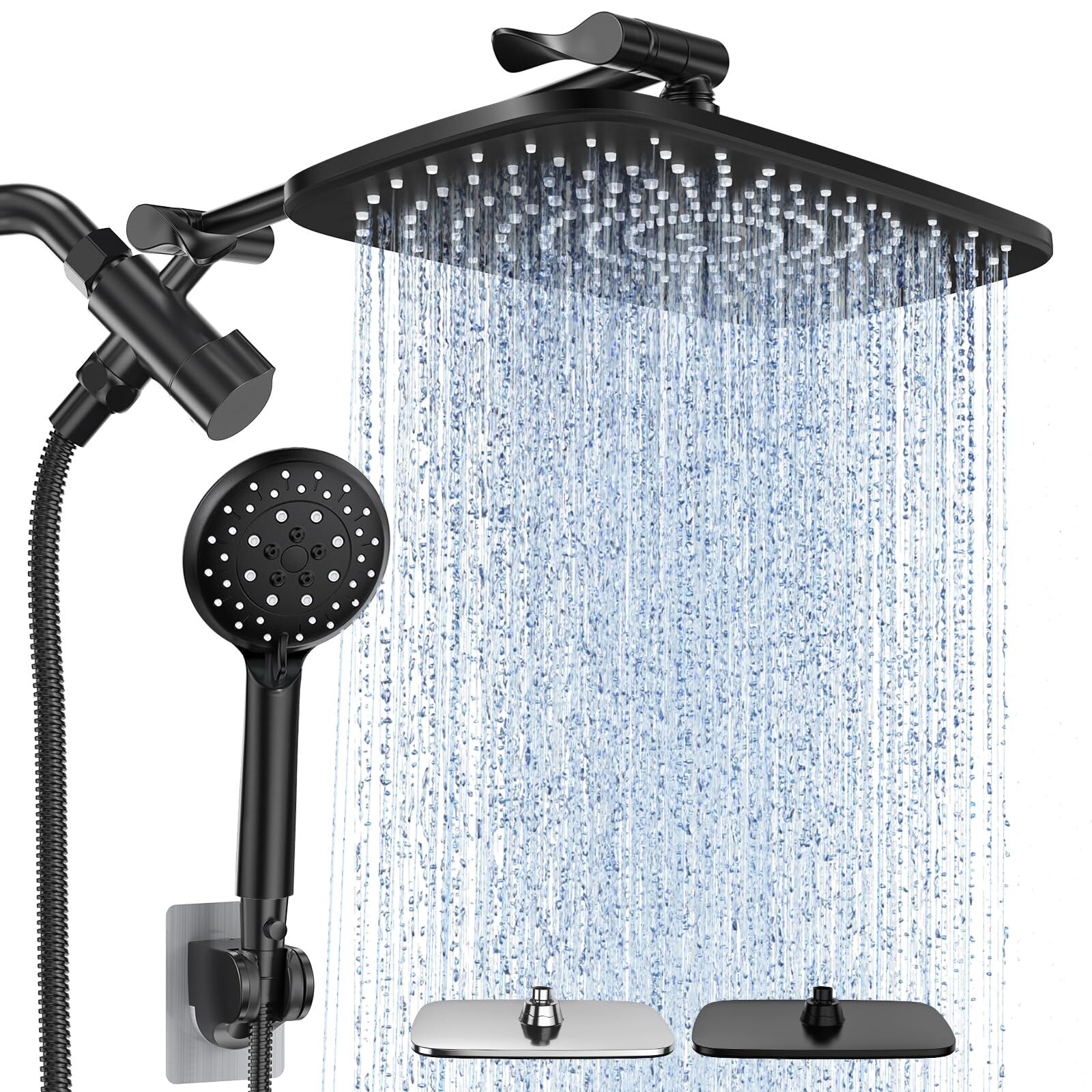 High Pressure Rain Shower Head Combo with Extension Arm- Wide Showerhead with...