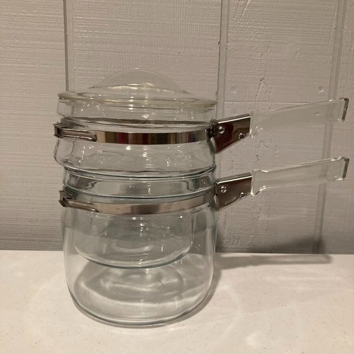 Vintage Pyrex 1940er Flameware DOPPELKESSEL 1,5 Quart mit Deckel Made in USA #6763 - Bild 3 von 19