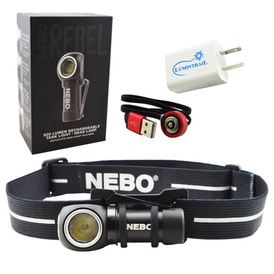 Nebo Rebel Rechargeable Flashlight & Head Light 240 Lumen ...