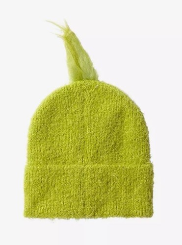 Dr. Seuss How The Grinch Stole Christmas Fuzzy Beanie Men's Women's Adult Hat - Picture 3 of 3