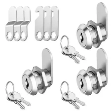 3 Pack Cabinet Locks with Keys, 5/8" Cam Locks Keyed Alike, Cabinet Cam Lock Set