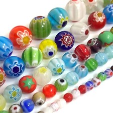 Multicolor Millefiori Glass Round Loose Beads Crystal 15" 4mm 6mm 8mm 10mm 12mm