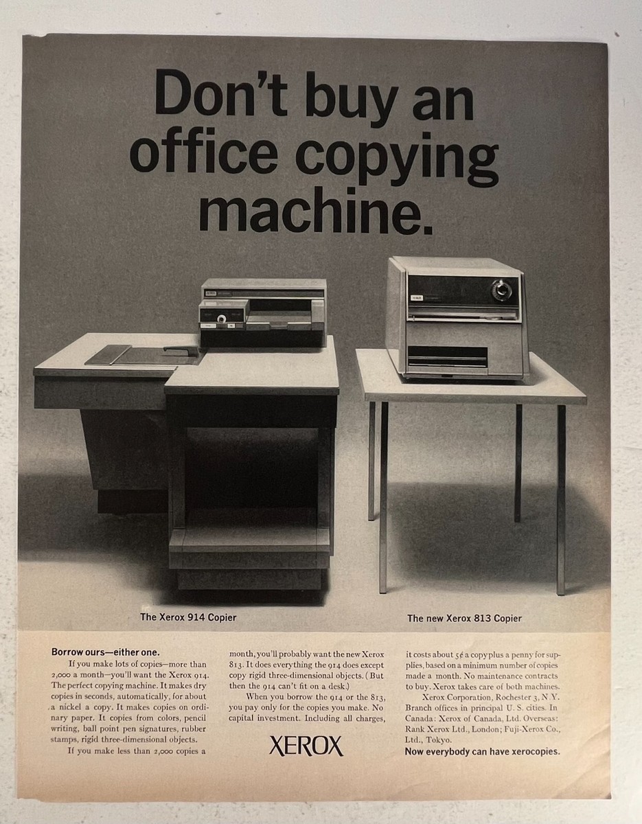 Xerox 914 & 813 Copiers ~ Vintage Ad 1960s ~ Retro Office Machines