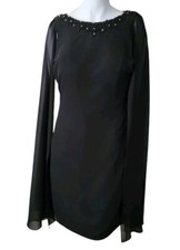ENGERLA Cape Dress Black Knee Length Special Occasion Formal Women's Size S