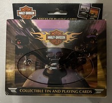2002 Harley Davidson Collector Tin & 2-Sets Playing Cards Bicycle New In Box