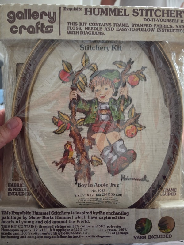 Vintage Hummel Stitchery Kit Boy in Apple Tree 8032 Gallery Crafts 1976 NOS Seal