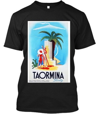 New Taormina Sicily Classic Vintage Art Cool Gift T-Shirt M-3XL