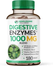 Wholesome Wellness Digestive Enzymes & Probiotics, 180 Vegan Capsules