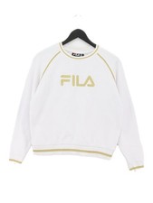Fila Women's Hoodie S White Cotton with Polyester Pullover