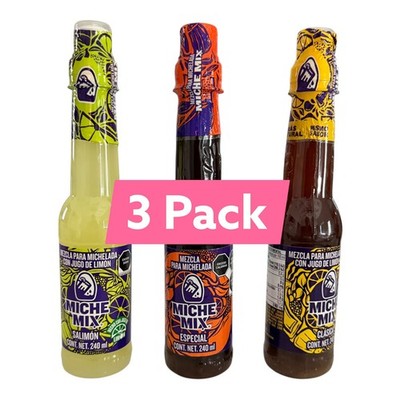 3 Pack MICHE MIX MICHELADA MIX 3 BOTTLES 3 FRASCOS MIX FOR BEER