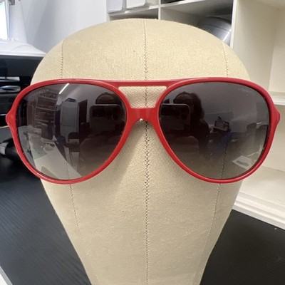 Chanel CC Sunglasses Red Oversized Aviator Shield Gradient Lenses