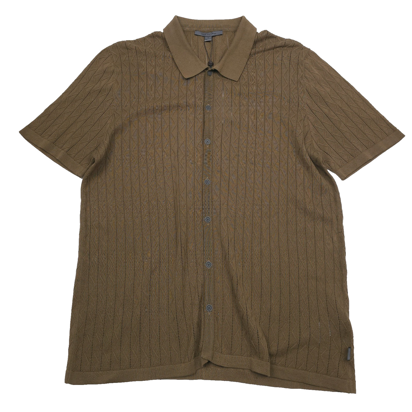 John Varvatos Moore Button Up Cardigan Sweater Mens Medium Mushroom Short Sleeve 21990₽