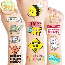 96PCS Motivational Pre-Cut Temporary Tattoos - Inspirational Quote Tattoos for W