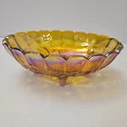 Vintage Indiana Glass Harvest Grape Amber Oval Carnival Glass Footed Fruit Bowl