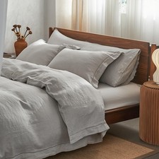 Simple Opulence 100 Washed Linen Duvet Cover with Embroidered, Twin Size 68"...