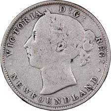 1900 20 Cents Newfoundland Canada Silver ~ VG