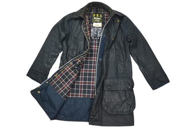 Barbour Border Jacket Men's Wax Vintage Navy Blue A205 England Hunting C34/86cm