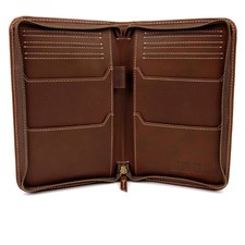 Split Grain Leather Travel Wallet, Brown, Holds 4 Passports