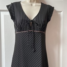 VTG City Triangles Y2K Ruffle Dress Black Pink Stripes Fits like Sz S USA Made