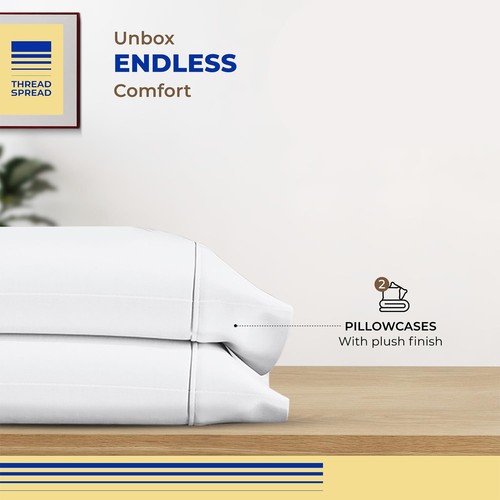100% Cotone Egiziano Federe King - 600 Fili Bianco King Cuscino C... - Foto 3 di 7