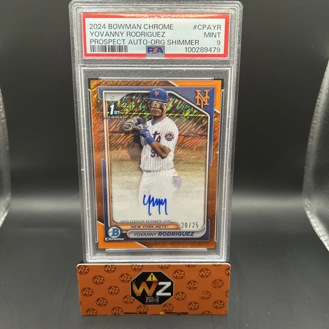 Yovanny Rodriguez Bowman First Auto Orange Shimmer 20/25 PSA 9